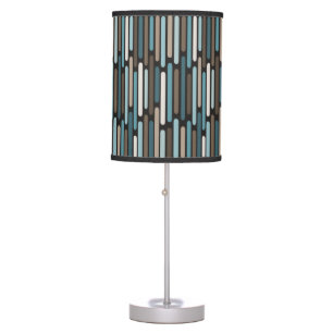 Mid Century Modern Thin Stripes Turquoise Brown Table Lamp