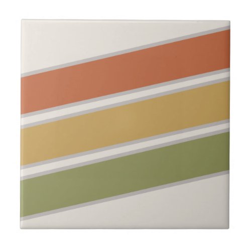 Mid Century Modern Three Stripes  Ceramic Tile