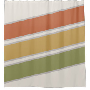 Mid Century Modern Three Stripes  Shower Curtain