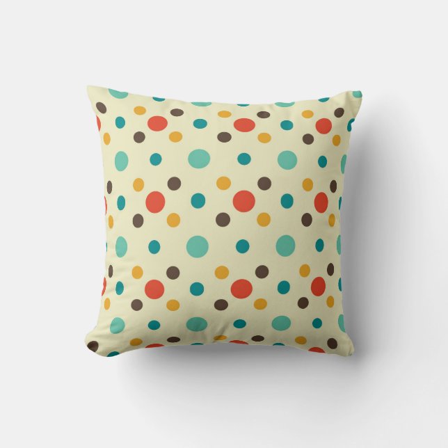 Mid-Century Modern Throw Pillow, Polkadot Pattern Throw Pillow (Front)