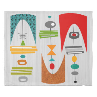 Mid-Century Modern Tiki Tok II Duvet Cover