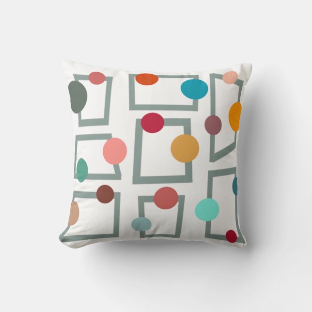 Mid-century Modern Trapezoids and Circles Throw Pillow (Front)