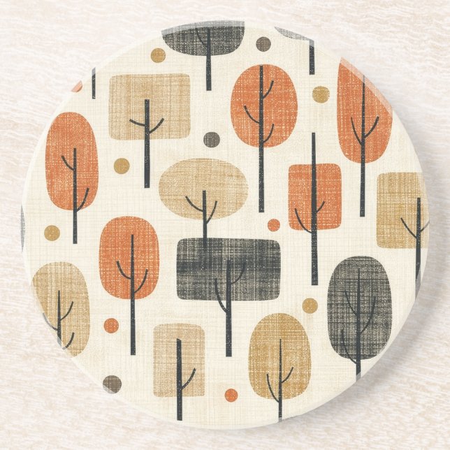 Mid Century Modern Tree Pattern Coaster (Front)