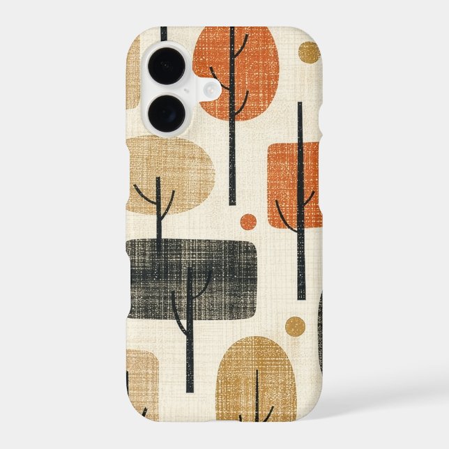 Mid Century Modern Tree Pattern iPhone Case (Back)