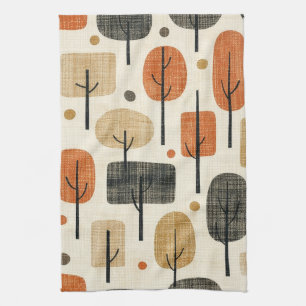 Mid Century Modern Tree Pattern Kitchen Towel