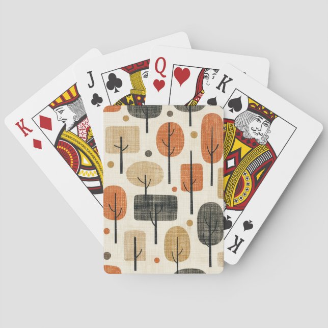 Mid Century Modern Tree Pattern Poker Cards (Back)