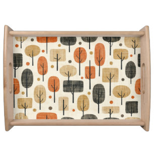 Mid Century Modern Tree Pattern Serving Tray