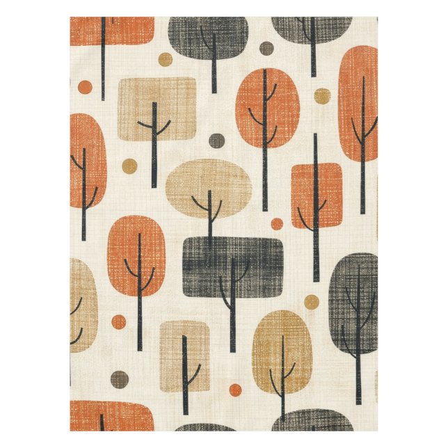 Mid Century Modern Tree Pattern Tablecloth (Front)