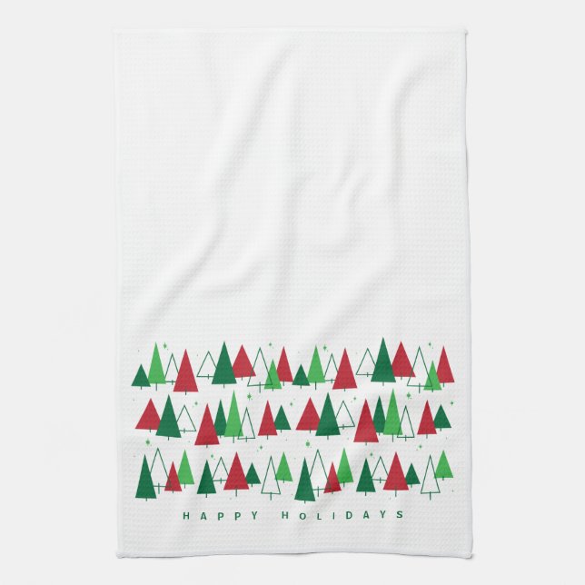 Mid Century Modern Trees Kitchen Towel (Vertical)