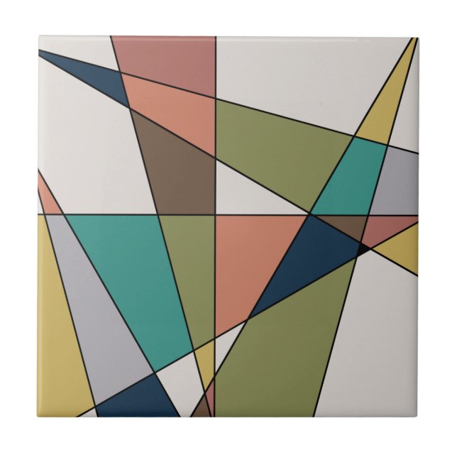 Mid Century Modern Triangle Abstract Ceramic Tile (Front)
