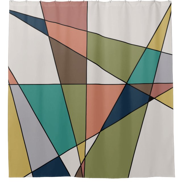 Mid Century Modern Triangle Abstract Shower Curtain (Front)