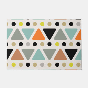 Mid Century Modern Triangles Dots Colorful Doormat