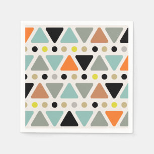 Mid Century Modern Triangles Dots Colorful Napkins