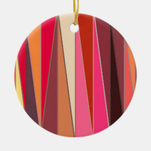 Mid-Century Modern Triangles, Fuchsia and Brown Ceramic Ornament
