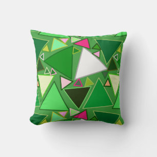 Mid-Century Modern Triangles, Lime Green Multi Throw Pillow