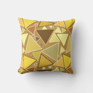 Mid-Century Modern Triangles, Mustard Yellow Throw Pillow