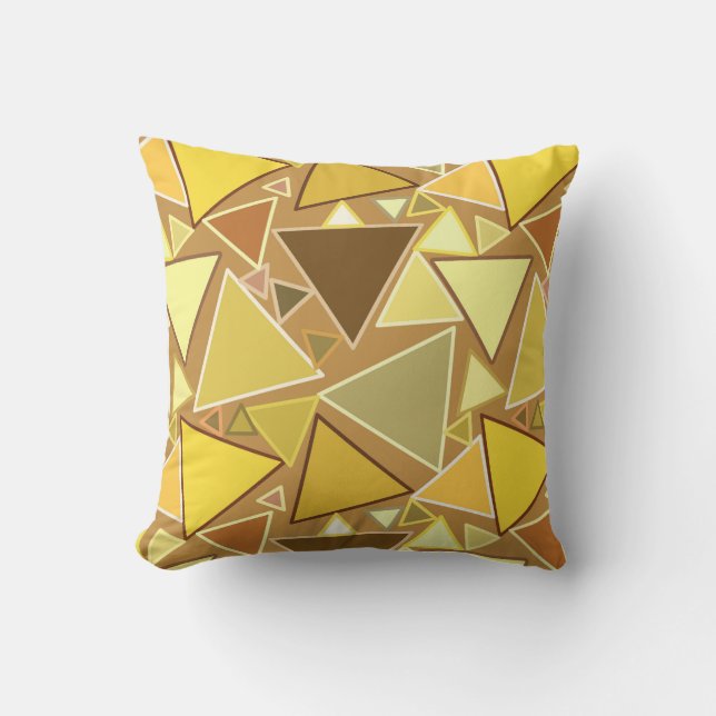 Mid-Century Modern Triangles, Mustard Yellow Throw Pillow (Front)