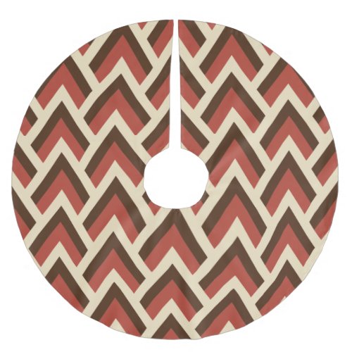 Mid Century Modern Triangles Red Brushed Polyester Tree Skirt