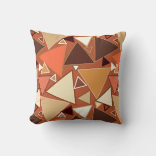 Mid-Century Modern Triangles, Tan, Brown and Beige Throw Pillow