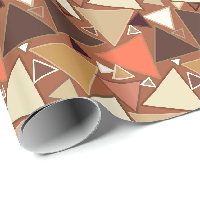 Mid-Century Modern Triangles, Tan, Brown and Beige Wrapping Paper (Roll Corner)