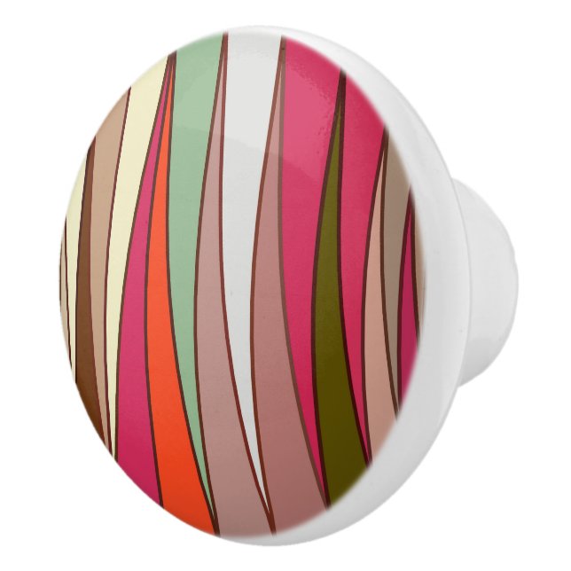 Mid-Century Modern Triangles, Taupe & Fuchsia Pink Ceramic Knob (Right)