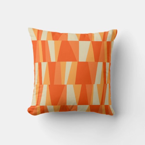 Mid_Century Modern Triangles tiger lily pumpkin Throw Pillow