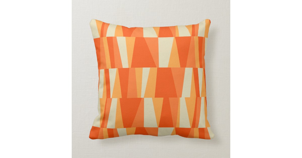 Mid Century Modern Triangles Tiger Lily Pumpkin Throw Pillow Zazzle Com