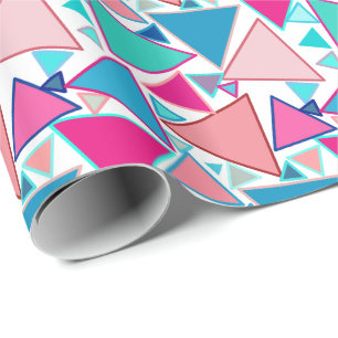 Mid-Century Modern Triangles, Turquoise and Coral Wrapping Paper