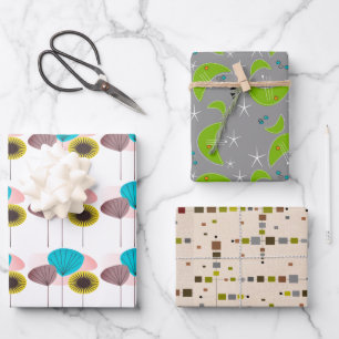 Mid-Century Modern Trio Wrapping Paper Sheets