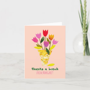 Mid-Century Modern Tulips Cute Hand-Illustrated Letterpress Thank You Card