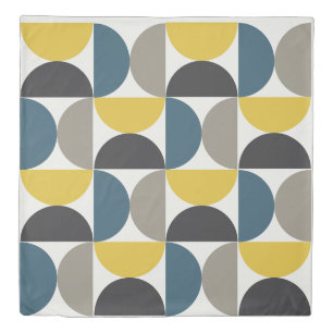 Mid-Century Modern Turmer Gunmetal and blue Duvet Cover