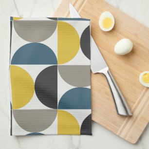 Mid-Century Modern Turmer Gunmetal and blue Kitchen Towel