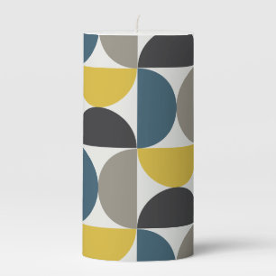Mid-Century Modern Turmer Gunmetal and blue Pillar Candle