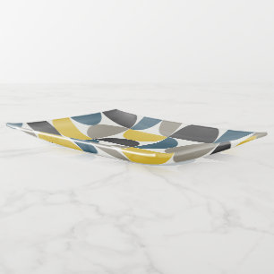 Mid-Century Modern Turmer Gunmetal and blue   Trinket Tray