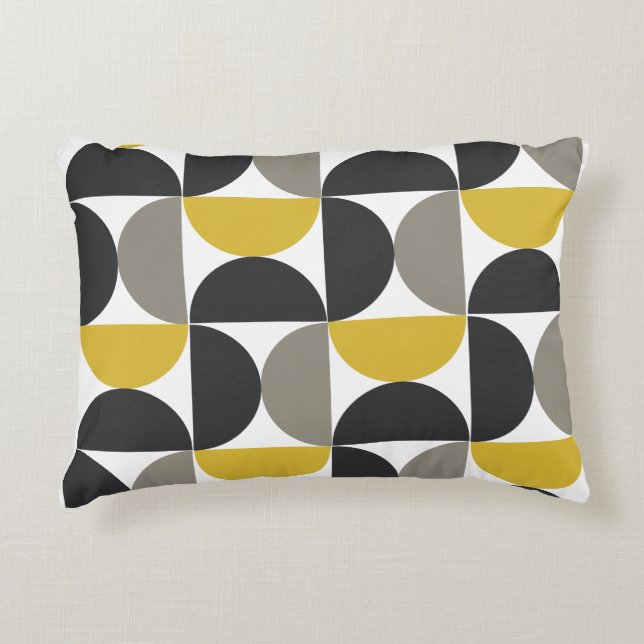 Mid-Century Modern turmeric and gunmetal gray  Accent Pillow (Front)
