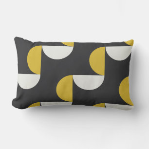 Mid-Century Modern turmeric and gunmetal gray Lumbar Pillow