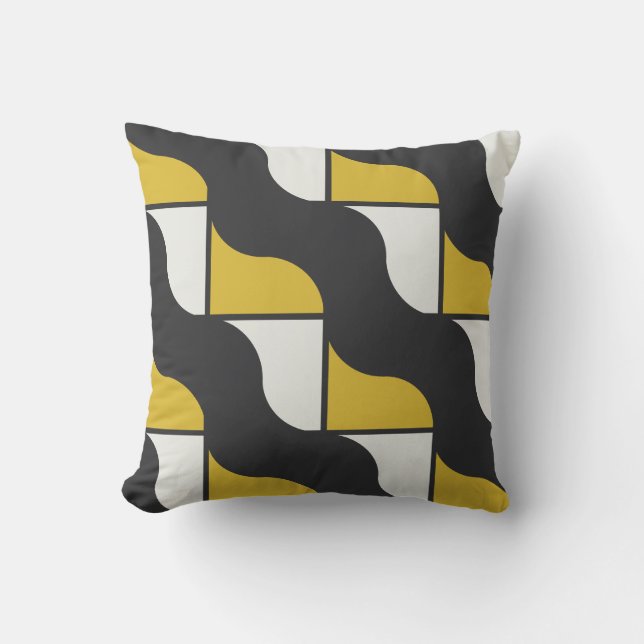 Mid-Century Modern turmeric and gunmetal gray  Throw Pillow (Front)