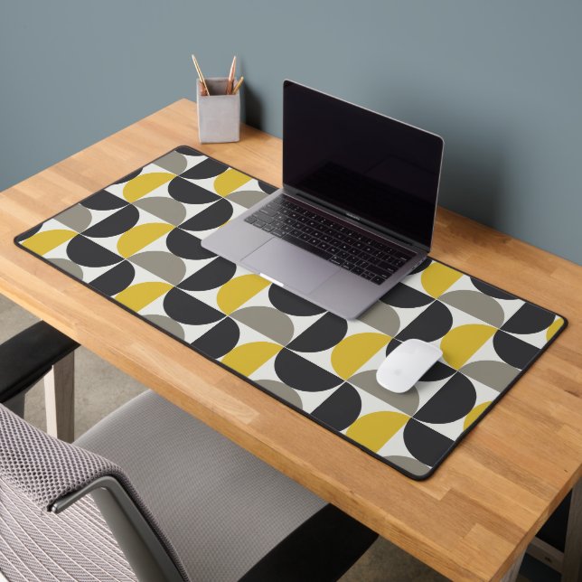 Mid-Century Modern Turmeric Gunmetal   Desk Mat (Office 2)