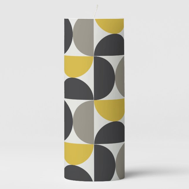 Mid-Century Modern Turmeric Gunmetal   Pillar Candle (Front)