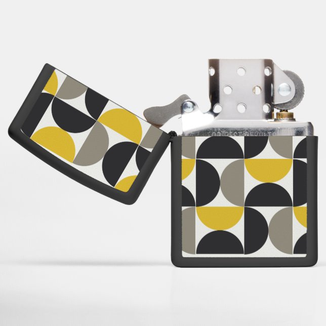 Mid-Century Modern Turmeric Gunmetal   Zippo Lighter (Opened)