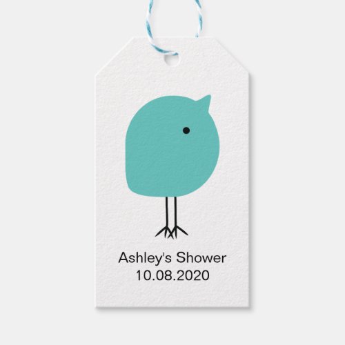 Mid Century Modern Turquoise Chick Baby Shower Tag
