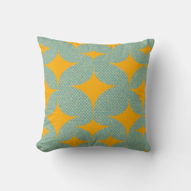 Mid Century Modern Turquoise Diamond  Throw Pillow (Front)