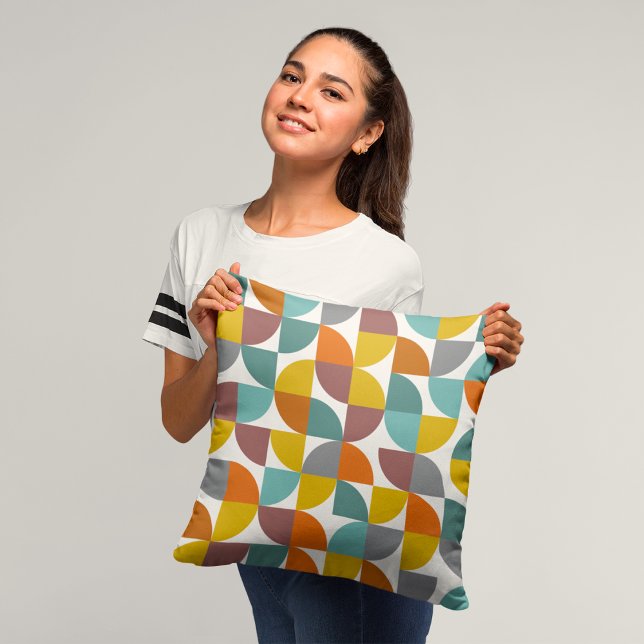 Mid-Century Modern Turquoise Gold Rust Pie Shapes Throw Pillow (Creator Uploaded)