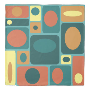 Mid Century Modern Turquoise Rectangles Duvet Cover