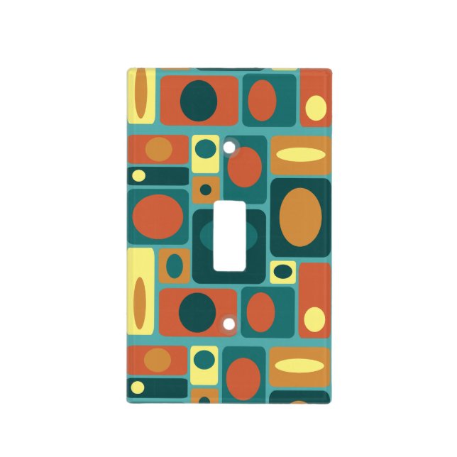Mid Century Modern Turquoise Rectangles Light Switch Cover (Front)