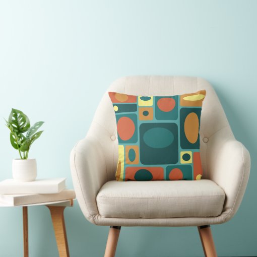 Mid Century Modern Turquoise Rectangles Throw Pillow Zazzle
