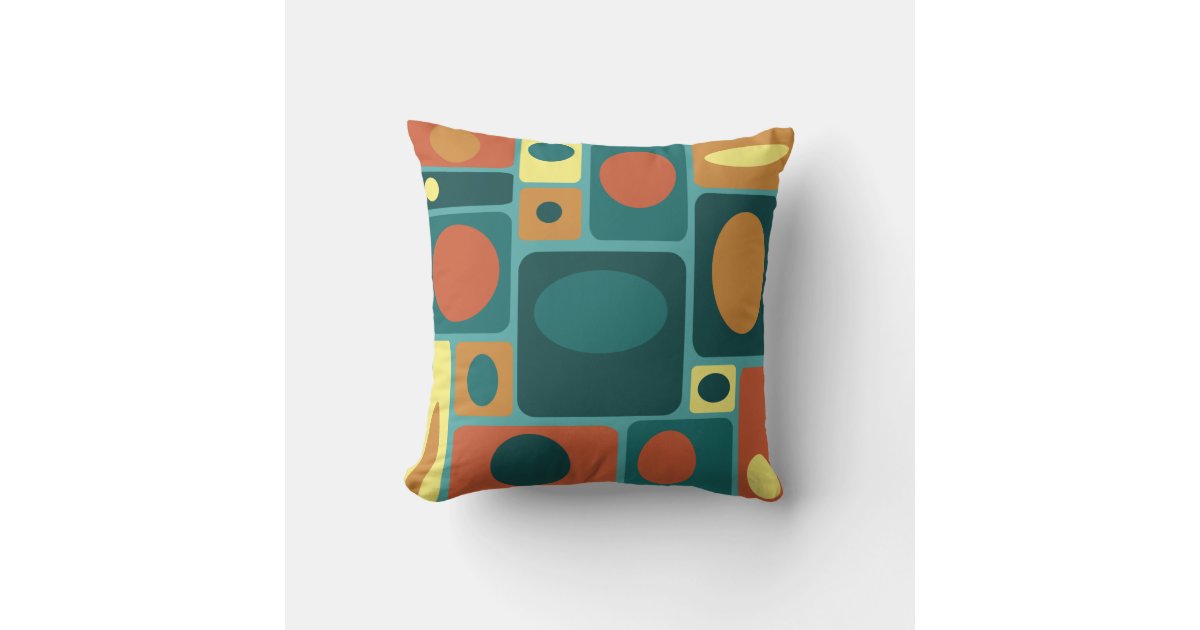 Mid Century Modern Turquoise Rectangles Throw Pillow Zazzle