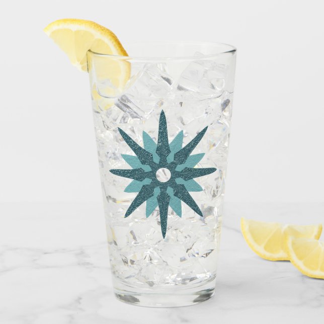 Mid-Century Modern Turquoise Starburst Glass (Front Ice)
