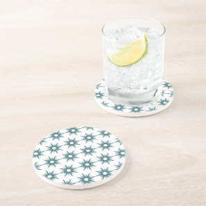 Mid-Century Modern Turquoise Starburst Pattern Coaster