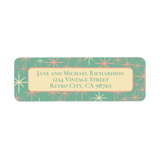 Mid Century Modern Twinkling Atomic Stars Retro  Label (Front)